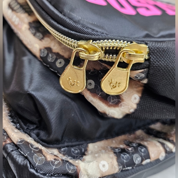 JUSTICE Girl Backpack Set 4pcs, Lunch Bag, Keychain & Pouch, Cheetah Theme, NEW - Picture 7 of 9